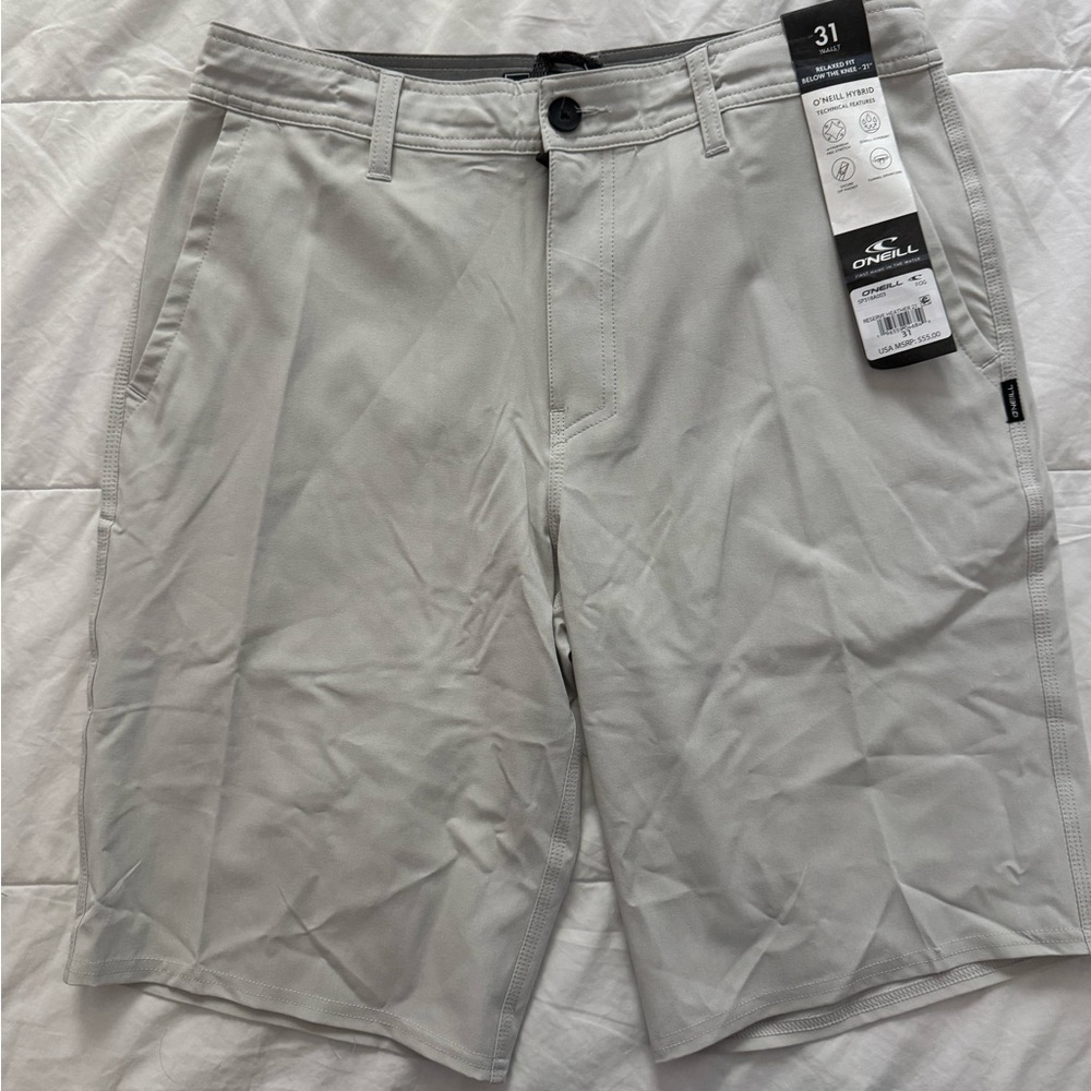 O'Neill Men's Light Gray Flat Front Shorts